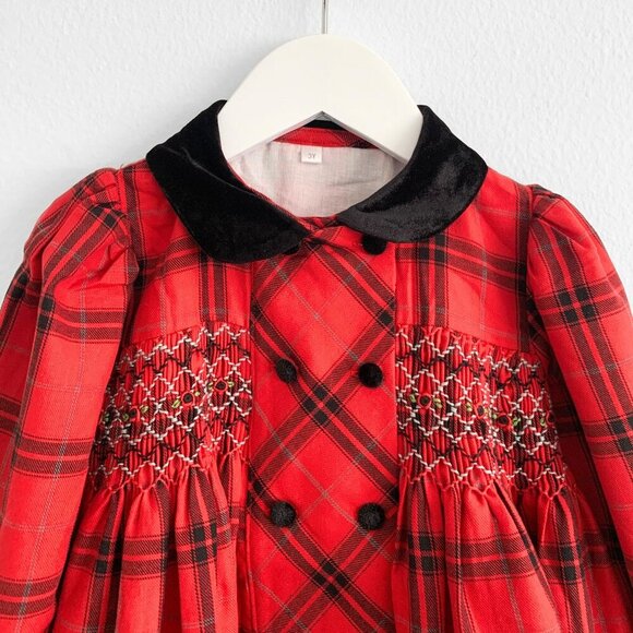 NWT Pretty Girls Smocked Dress Spanish Style Flower Embroidery Long Sleeved 4T - Picture 4 of 5